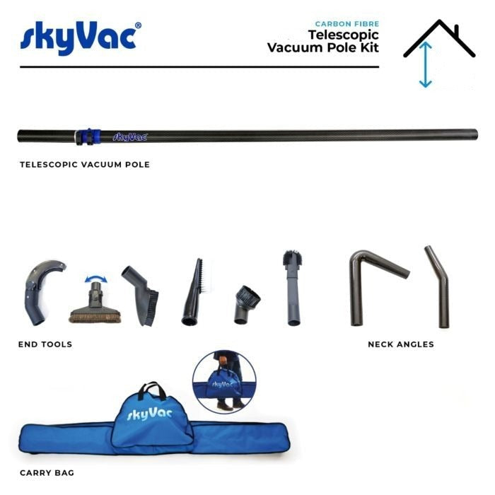 SkyVac®️ Carbon Fiber Telescopic Vacuum Pole for Internal Cleaning (You Choose)