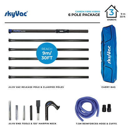 SkyVac®️ Hybrid Clamped 6 Pole Set with Hose, Neck & End Tools