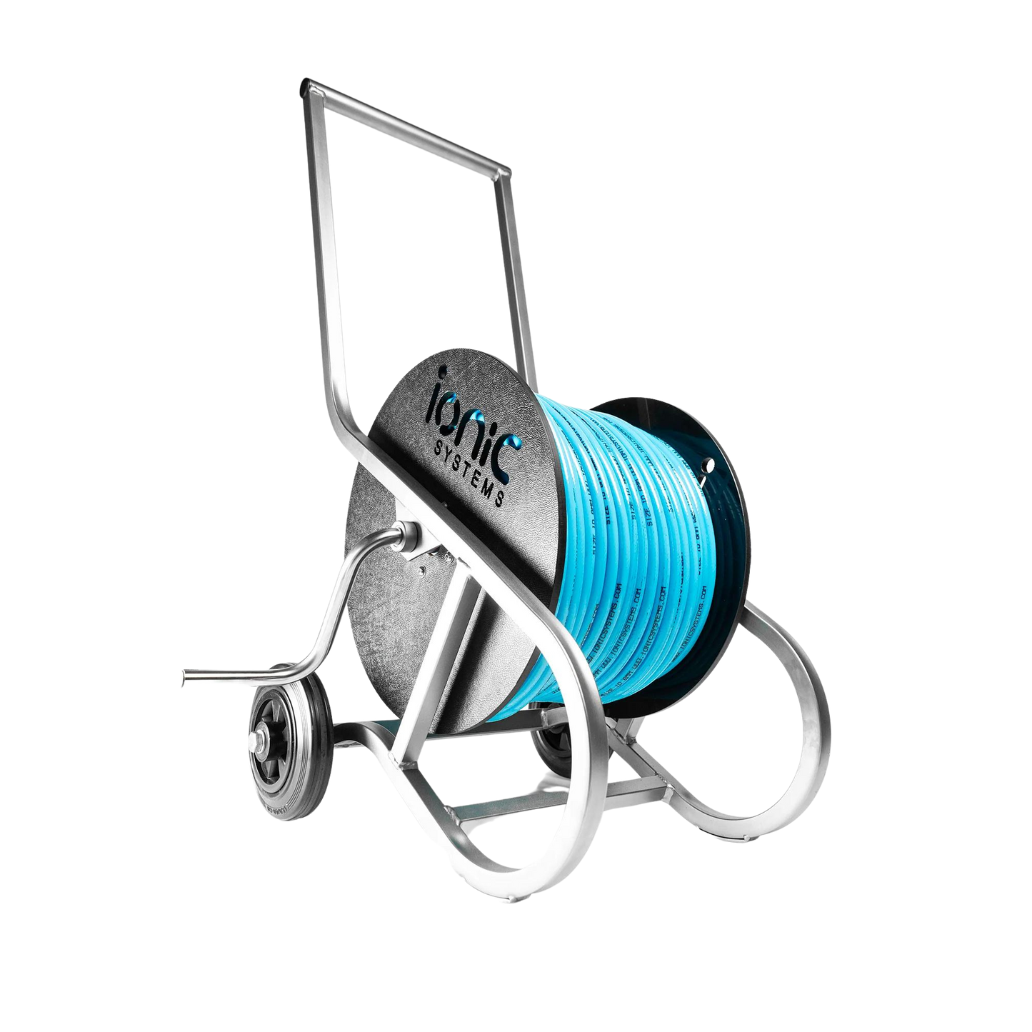 Ionic Systems Stainless Steel Hose Reel with Handle and Wheels