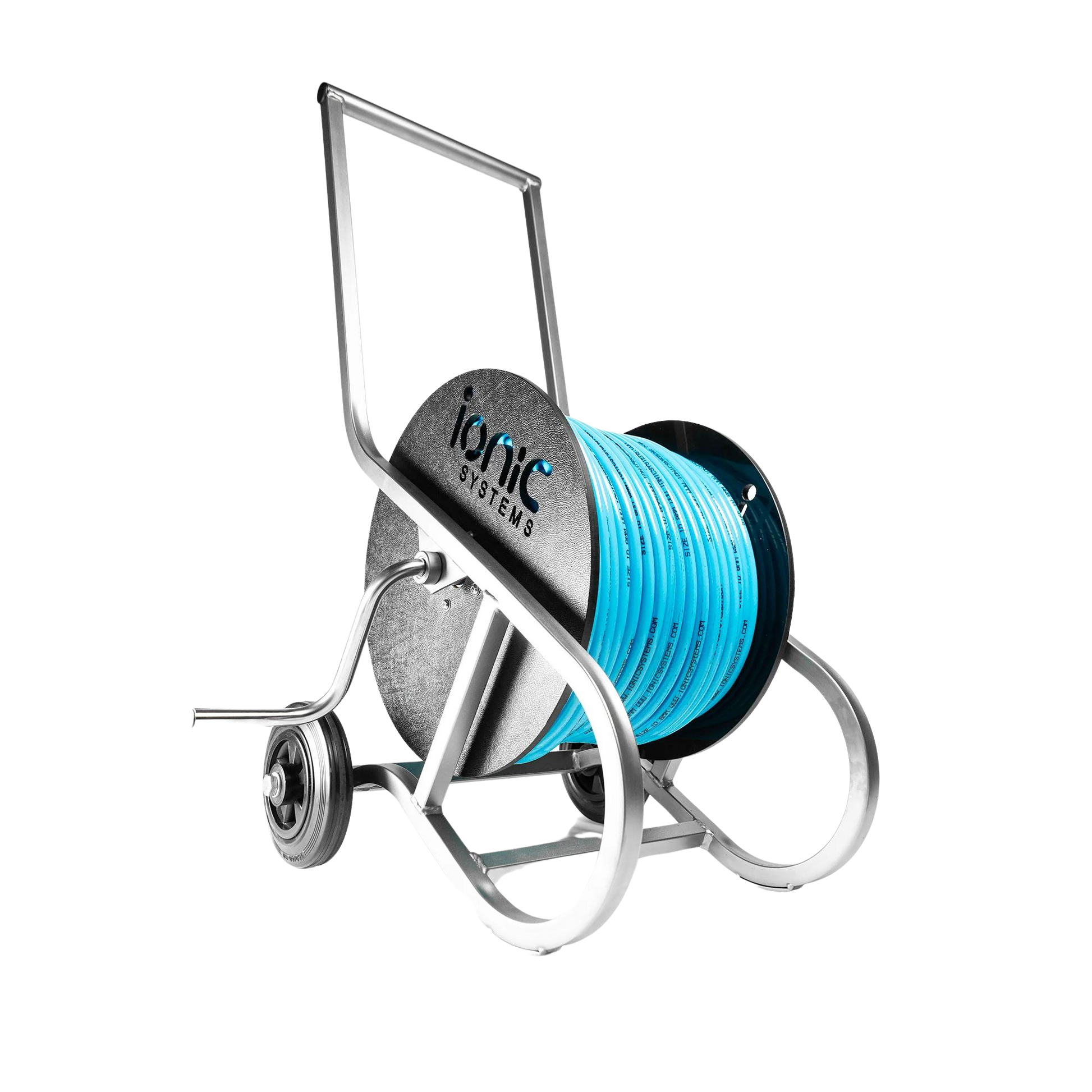 Ionic Systems Stainless Steel Hose Reel with Handle and Wheels