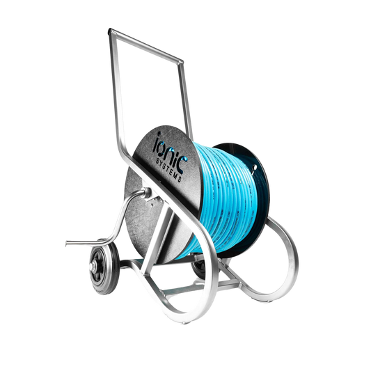 Ionic Systems Stainless Steel Hose Reel with Handle and Wheels