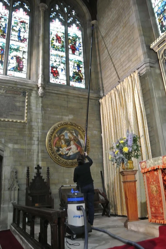 SkyVac®️ Action Photo - High Ceiling Cleaning Church