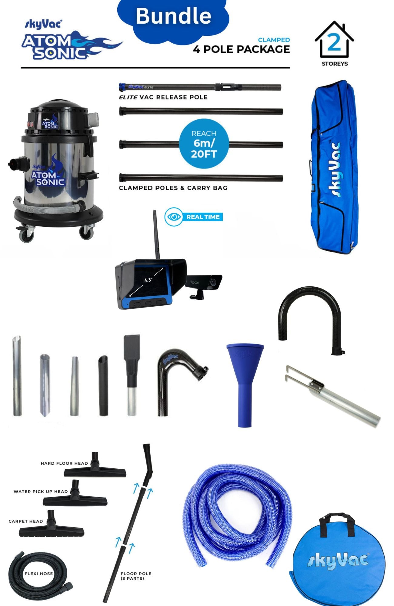 SkyVac Sonic 4 Pole Most Popular Bundle with Real Time Camera