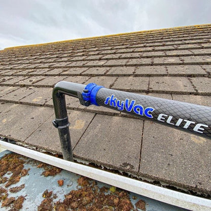 SkyVac Elite 90º Rigid Neck Tool Holder for Gutter Cleaning in Action